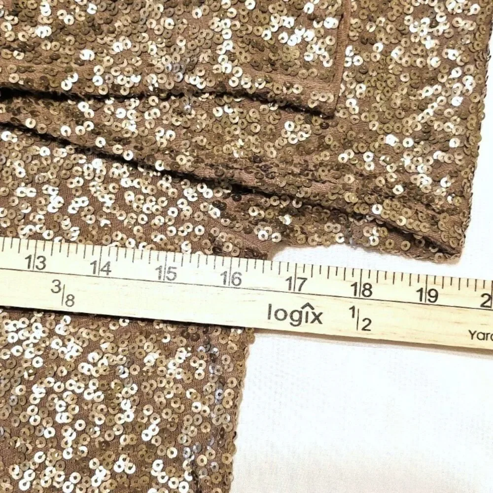 J.Crew Taupe Bronze Sequin Long Sleeve Blouse Top Size XS